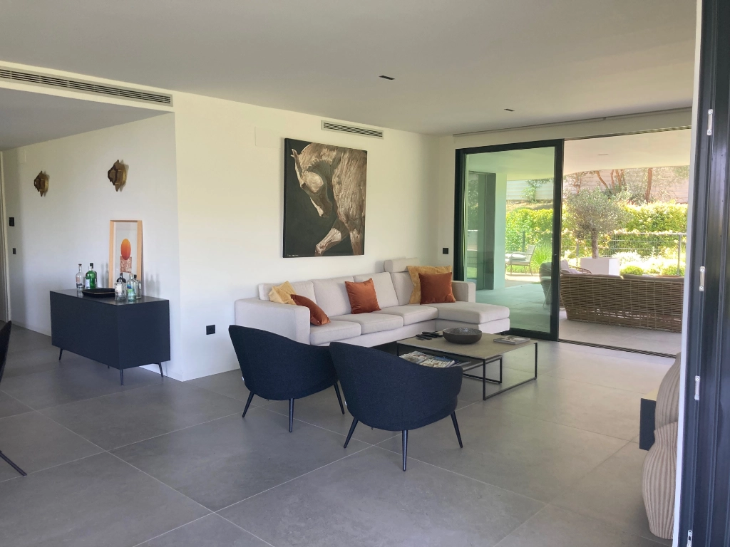 Living space: the apartment’s luxurious living space offers a view to the outside